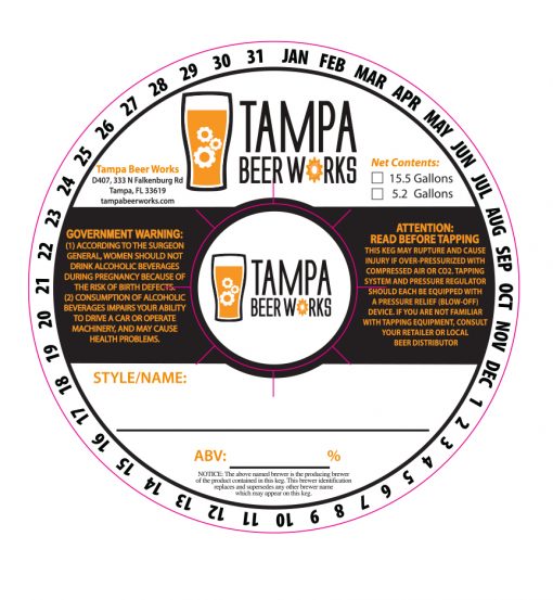 Digital artwork for Custom 2 color keg collar printed for Tampa Beer Works