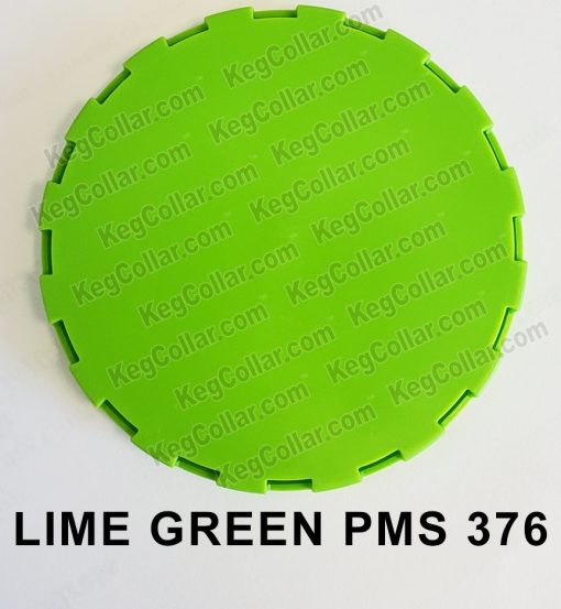 Lime Green vented keg cap with color of PMS 376 bright lime green