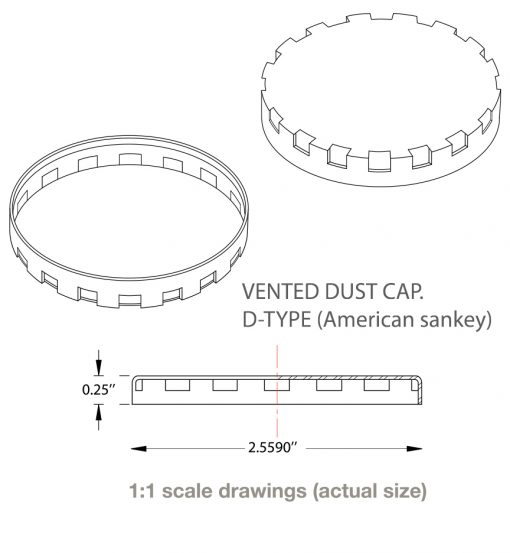 technical details on D type American Sankey vented keg caps