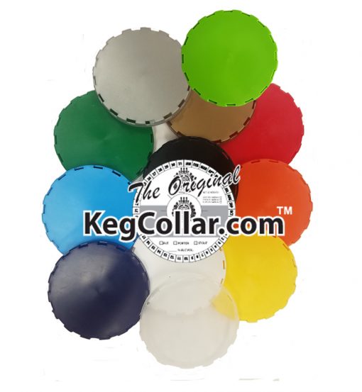 picture collage of all our vented keg caps in 12 different colors