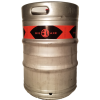 Custom printed 2 color keg wrap installed on 1/2 barrel keg