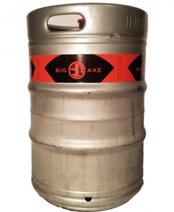 Custom printed 2 color keg wrap installed on 1/2 barrel keg