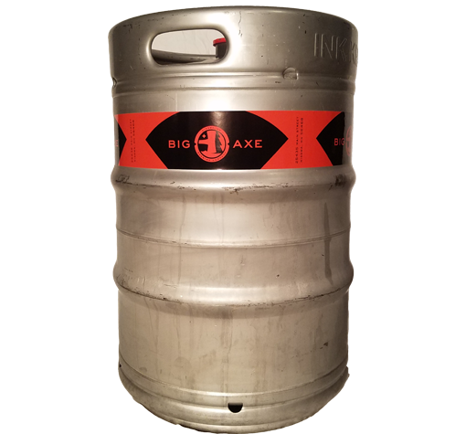 Custom printed 2 color keg wrap installed on 1/2 barrel keg