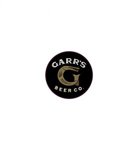 Garr's Beer Company promotional sticker with metallic gold ink
