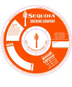 Digital rendering of a custom printed 1 color keg collar for Sequia Brewing Company