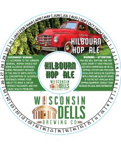 custom printed 4 color digital sample of a keg collar with adhesive for Wisconsin Dells Brewing Co.