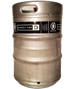 custom printed 1 color keg wrap for Direct Tap placed on 1/2 barrel keg