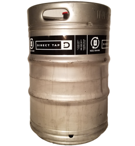 custom printed 1 color keg wrap for Direct Tap placed on 1/2 barrel keg