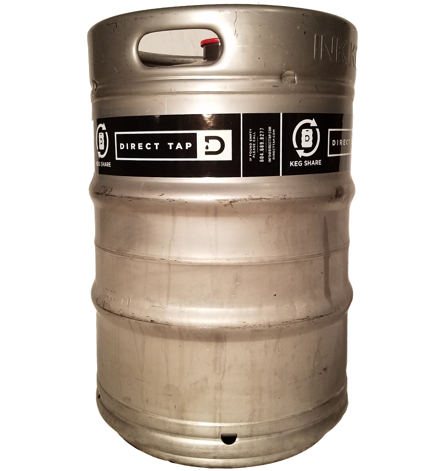 custom printed 1 color keg wrap for Direct Tap placed on 1/2 barrel keg