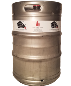 custom printed 2 color keg wrap for North Shore Winery installed on a 1/2 barrel keg