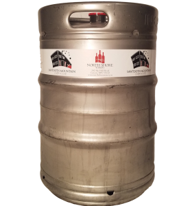 custom printed 2 color keg wrap for North Shore Winery installed on a 1/2 barrel keg