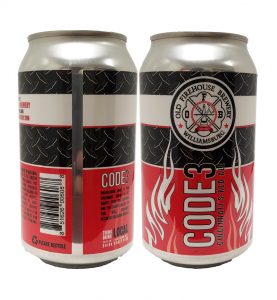 Old Firehouse Brewery Code 3 can labels on a 12 oz. can