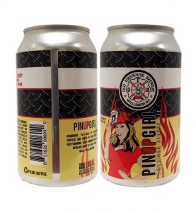Old Firehouse Brewery Pin Up Girl can labels on a 12 oz. can
