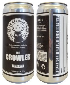 32 oz custom printed crowler label applied to 32 oz crowler can