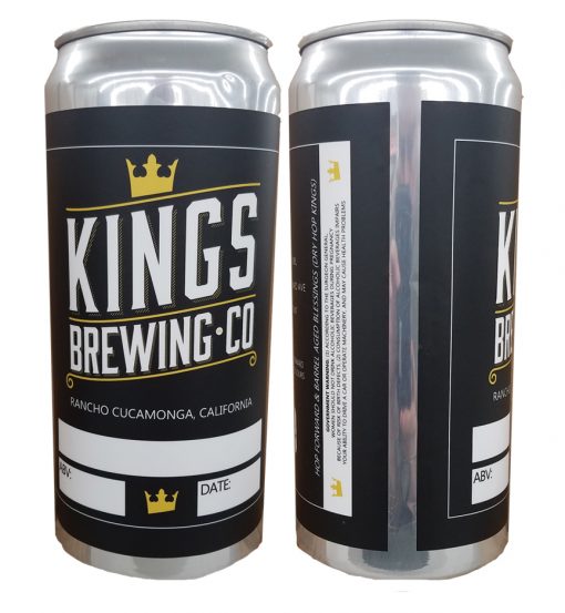 32 oz. Crowler can label applied to can showing the front and back of the can with label applied