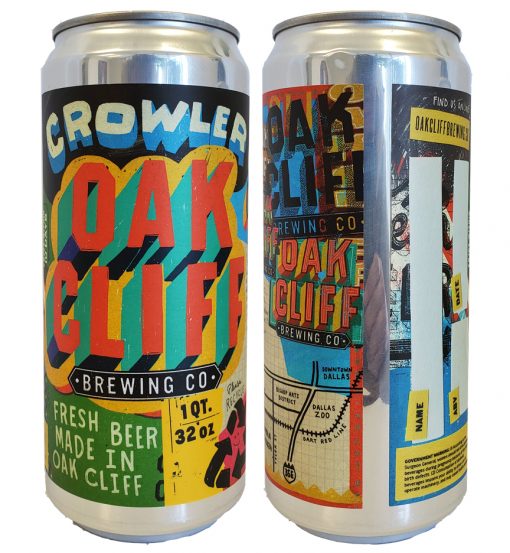 custom full color 5.875" x 10" crowler label applied to 32 oz crowler can