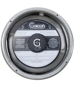 black and white keg collar sample for Gingers Revenge Kombucha