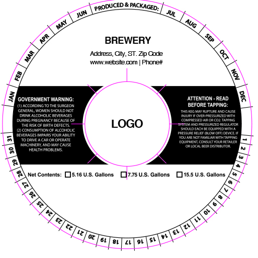 background for custom keg collar background option 11 black and white printing with date ring and government warnings