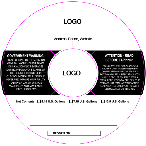 background for custom keg collar background option 9 black and white printing with no date ring, contains government warnings