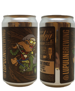 4.75 x 10 custom label sample applied to a 750mL beer can to show size and placement of label after applied to cans