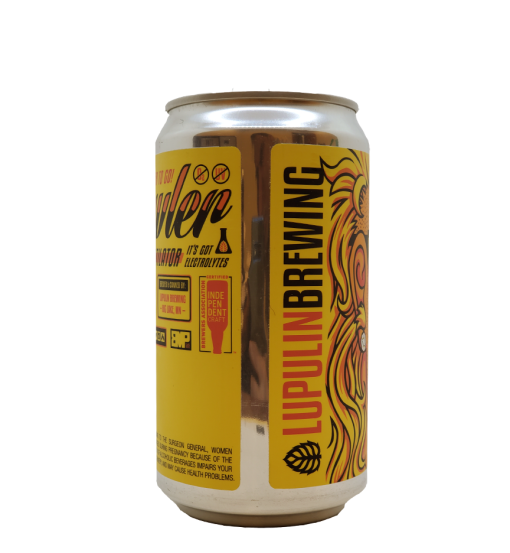750 ml or 25.3 oz. custom printed crowler label placed on a can - backside of the label on the can showing the gap when wrapped around the can