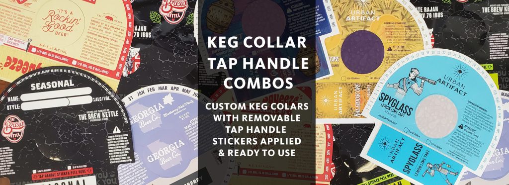 banner showing keg collar tap handle combos in a collage with multiple custom designs