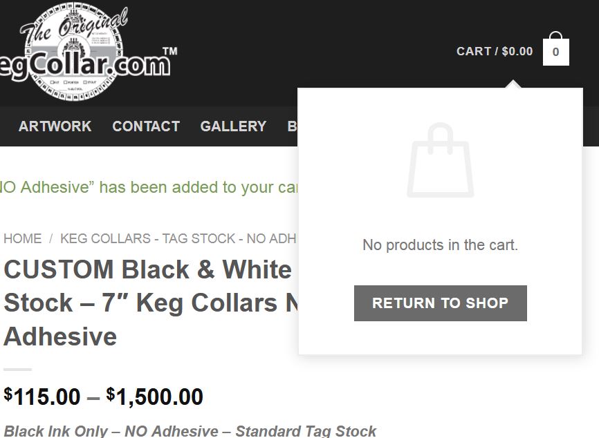 image showing empty shopping cart